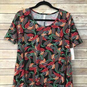NWT LuLaRoe Perfect T shirt XS Paisley Black Hippie Boho Shirt Swing Top Tee NEW